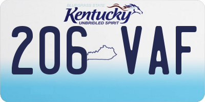 KY license plate 206VAF
