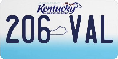 KY license plate 206VAL