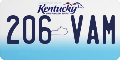 KY license plate 206VAM