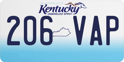 KY license plate 206VAP