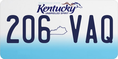 KY license plate 206VAQ