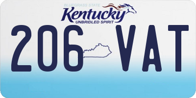 KY license plate 206VAT
