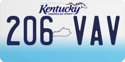 KY license plate 206VAV