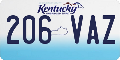 KY license plate 206VAZ