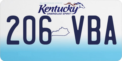 KY license plate 206VBA
