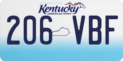 KY license plate 206VBF