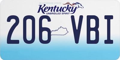 KY license plate 206VBI