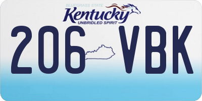 KY license plate 206VBK