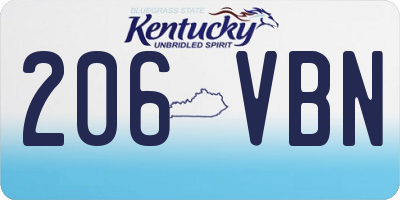 KY license plate 206VBN