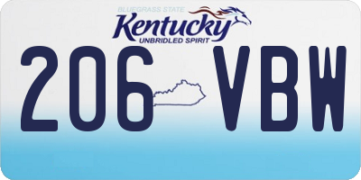 KY license plate 206VBW