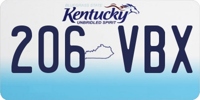KY license plate 206VBX