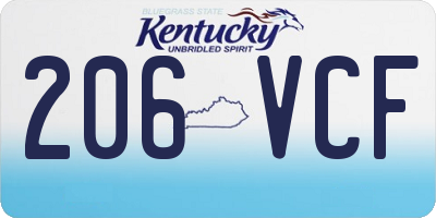 KY license plate 206VCF