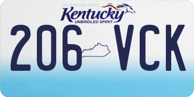 KY license plate 206VCK