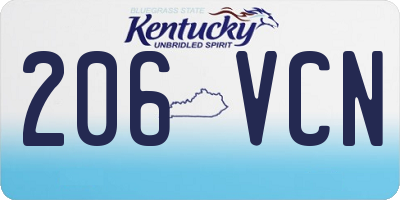 KY license plate 206VCN