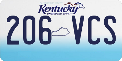 KY license plate 206VCS