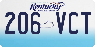 KY license plate 206VCT