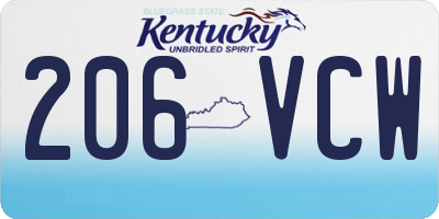 KY license plate 206VCW