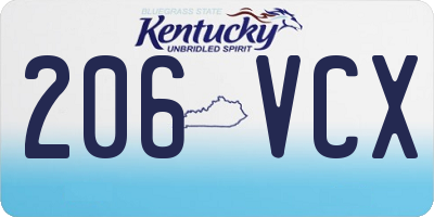 KY license plate 206VCX