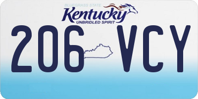 KY license plate 206VCY