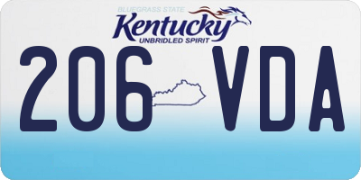 KY license plate 206VDA
