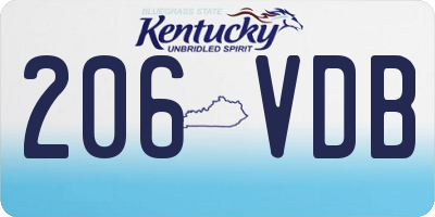 KY license plate 206VDB