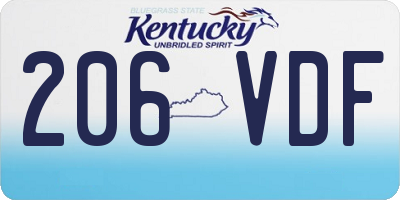 KY license plate 206VDF