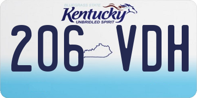 KY license plate 206VDH