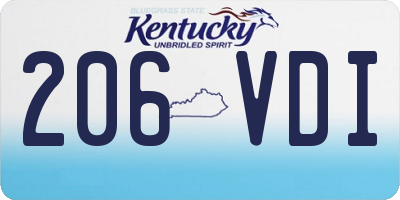 KY license plate 206VDI