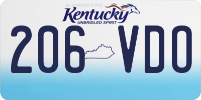 KY license plate 206VDO