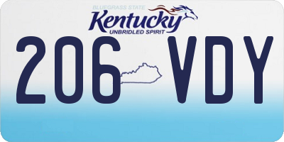 KY license plate 206VDY