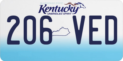 KY license plate 206VED