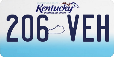 KY license plate 206VEH