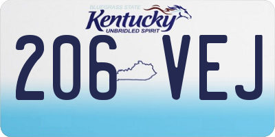 KY license plate 206VEJ