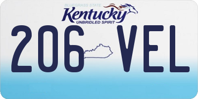 KY license plate 206VEL