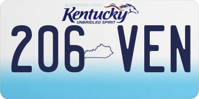 KY license plate 206VEN