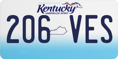 KY license plate 206VES