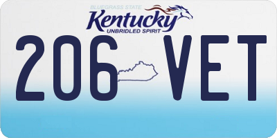 KY license plate 206VET