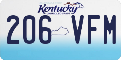 KY license plate 206VFM