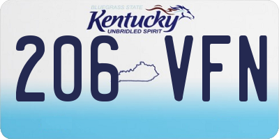 KY license plate 206VFN