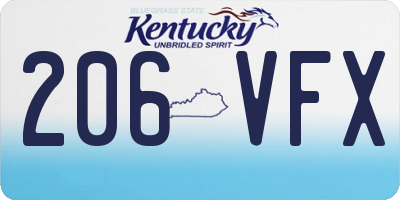 KY license plate 206VFX