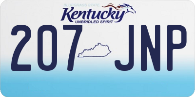 KY license plate 207JNP