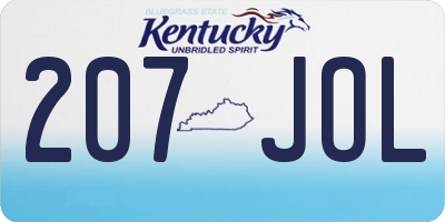 KY license plate 207JOL