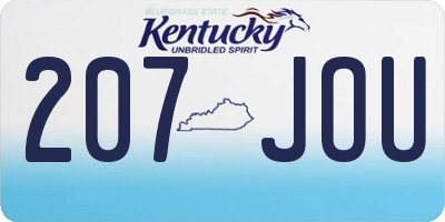KY license plate 207JOU