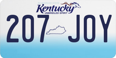 KY license plate 207JOY
