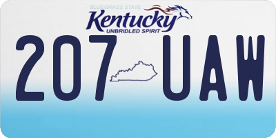 KY license plate 207UAW