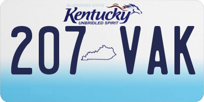 KY license plate 207VAK