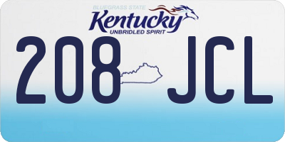 KY license plate 208JCL