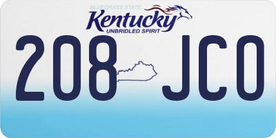KY license plate 208JCO