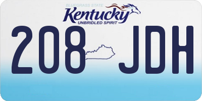KY license plate 208JDH