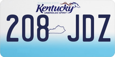 KY license plate 208JDZ